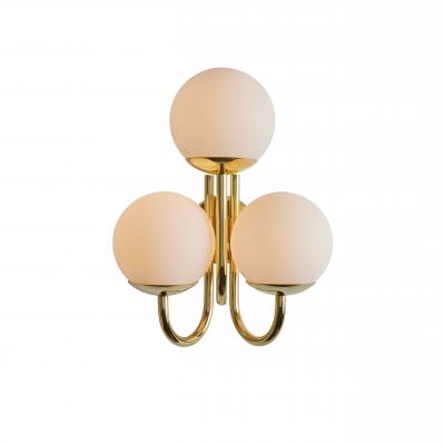  Glash tte Limburg Large Pair of 1960s 3 Arm Glass Brass Wall Lamps for Limberg