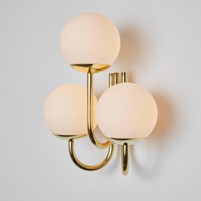  Glash tte Limburg Large Pair of 1960s 3 Arm Glass Brass Wall Lamps for Limberg