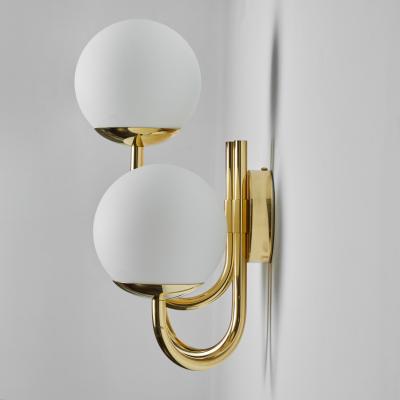  Glash tte Limburg Large Pair of 1960s 3 Arm Glass Brass Wall Lamps for Limberg