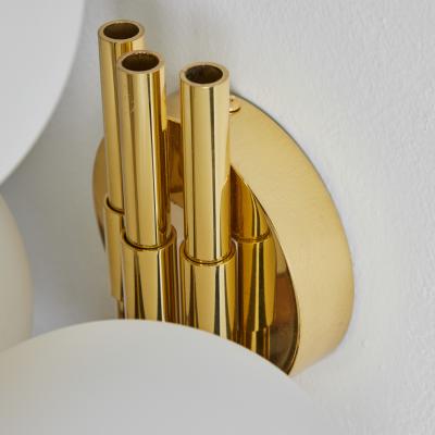  Glash tte Limburg Large Pair of 1960s 3 Arm Glass Brass Wall Lamps for Limberg