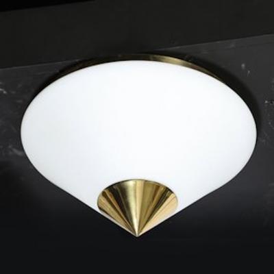  Glash tte Limburg Mid Century Frosted Glass Conical Flush mounts w Brass Fittings by Limburg