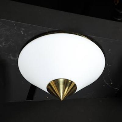  Glash tte Limburg Mid Century Frosted Glass Conical Flush mounts w Brass Fittings by Limburg