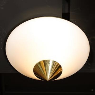  Glash tte Limburg Mid Century Frosted Glass Conical Flush mounts w Brass Fittings by Limburg