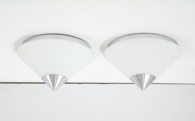  Glash tte Limburg Pair of Chrome Capped Flush mounts Sconces by Limburg