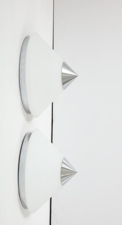  Glash tte Limburg Pair of Chrome Capped Flush mounts Sconces by Limburg