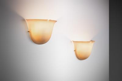 Glash tte Limburg Pair of Glass Wall Lamps by Glash tte Limburg Germany 1970s