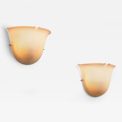  Glash tte Limburg Pair of Glass Wall Lamps by Glash tte Limburg Germany 1970s