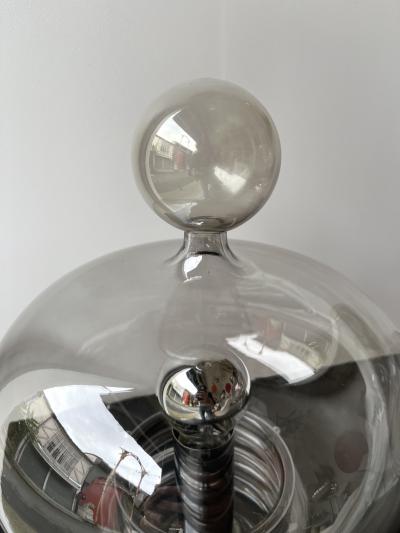  Glash tte Limburg Pair of Gray Smoke Glass and Metal Lamps by Glash tte Limburg Germany 1970s