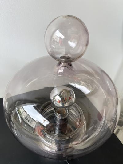 Glash tte Limburg Pair of Gray Smoke Glass and Metal Lamps by Glash tte Limburg Germany 1970s
