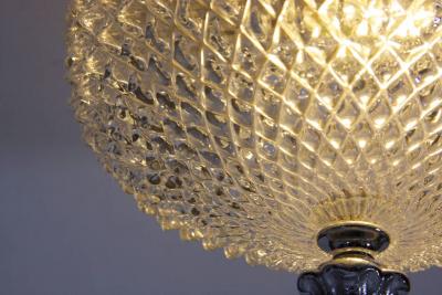  Glash tte Limburg Pair of Honeycomb Glass Glash tte Limburg Flush Mount with Silver Plated Head