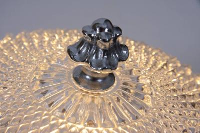  Glash tte Limburg Pair of Honeycomb Glass Glash tte Limburg Flush Mount with Silver Plated Head
