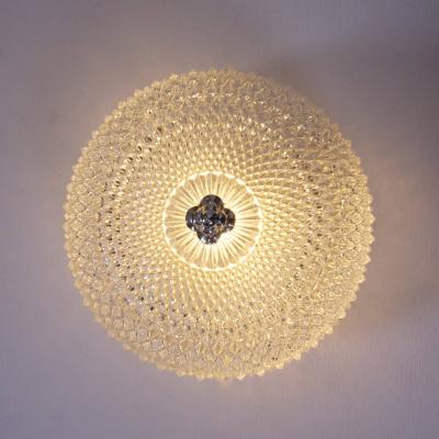  Glash tte Limburg Pair of Honeycomb Glass Glash tte Limburg Flush Mount with Silver Plated Head