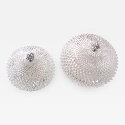  Glash tte Limburg Pair of Honeycomb Glass Glash tte Limburg Flush Mount with Silver Plated Head
