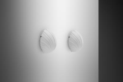  Glash tte Limburg Pair of Opal Glass Seashell Wall Lamps by Glash tte Limburg Germany 1970s