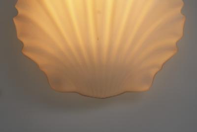  Glash tte Limburg Pair of Opal Glass Seashell Wall Lamps by Glash tte Limburg Germany 1970s