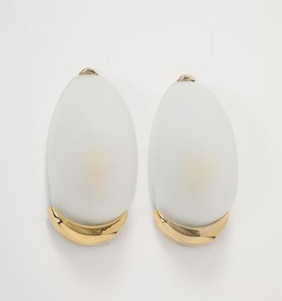  Glash tte Limburg Pair of Oval Brass and Glass Sconces by Limburg 5 Pairs available 