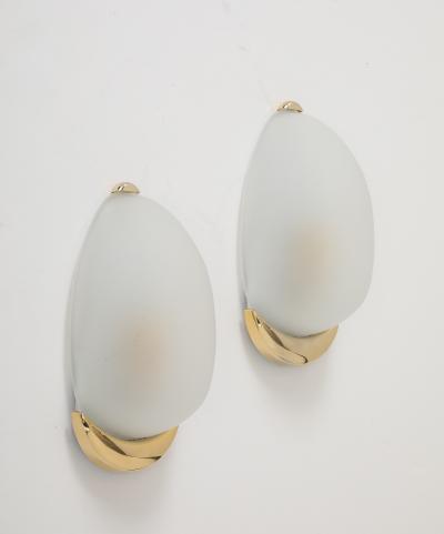  Glash tte Limburg Pair of Oval Brass and Glass Sconces by Limburg 5 Pairs available 