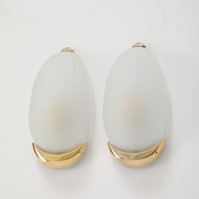  Glash tte Limburg Pair of Oval Brass and Glass Sconces by Limburg 5 Pairs available 