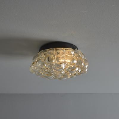 Glash tte Limburg Petite 1960s Helena Tynell Amber Bubble Glass Flush Mount for Limburg