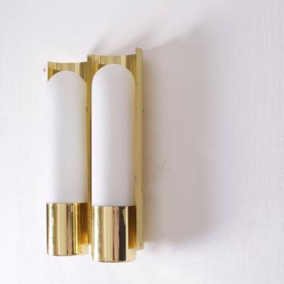  Glash tte Limburg Set of Two Brass and Glass Wall Lights or Sconces by Glash tte Limburg