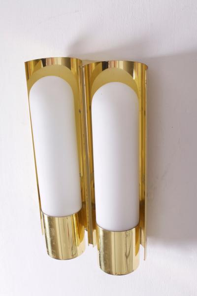  Glash tte Limburg Set of Two Brass and Glass Wall Lights or Sconces by Glash tte Limburg