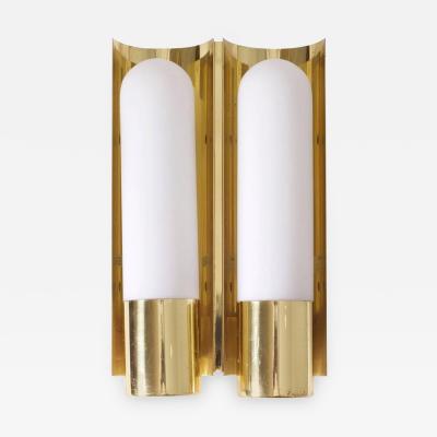  Glash tte Limburg Set of Two Brass and Glass Wall Lights or Sconces by Glash tte Limburg