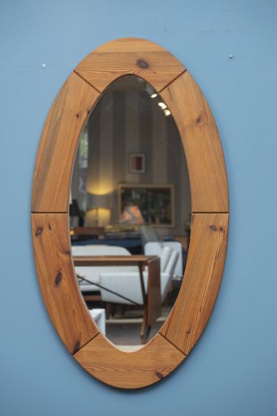  Glasm ster Large Oval Wall Mirror in Solid Pine by Glasm ster Markaryd Sweden