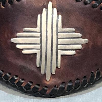 Glenn Green Galleries Silver Sun leather cuff bracelet