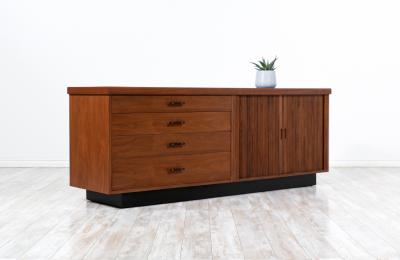  Glenn of California Glenn of California Tambour Door Credenza with Black Formica Top