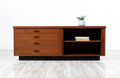  Glenn of California Glenn of California Tambour Door Credenza with Black Formica Top