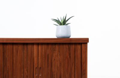  Glenn of California Glenn of California Tambour Door Credenza with Black Formica Top