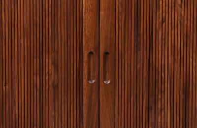  Glenn of California Glenn of California Tambour Door Credenza with Black Formica Top