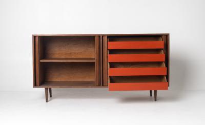  Glenn of California Milo Baughman Double Tambour Door Credenza for Glenn of CA