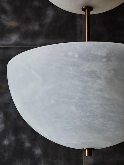  Glustin Luminaires Alabaster Half Spheres Vertical Suspension by Glustin Luminaires