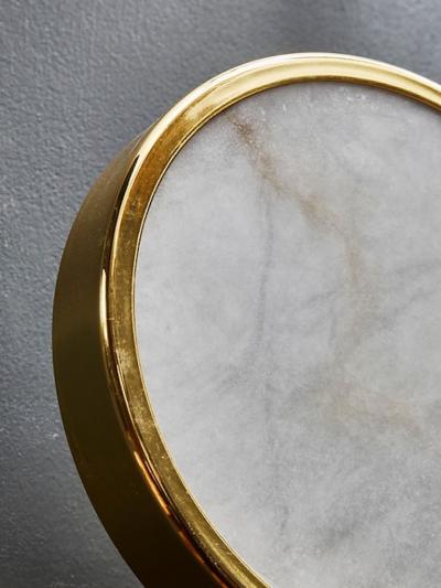  Glustin Luminaires Alabaster Lenses and Brass Flush Mount by Glustin Luminaires