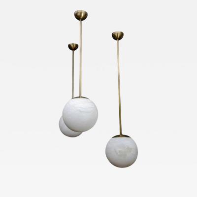  Glustin Luminaires Alabaster and Brass Globes Pendant