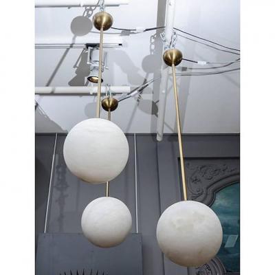  Glustin Luminaires Alabaster and Brass Globes Pendant