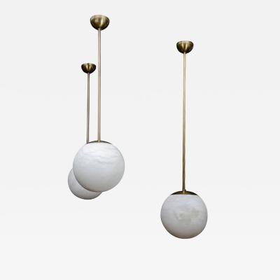  Glustin Luminaires Alabaster and Brass Globes Pendant