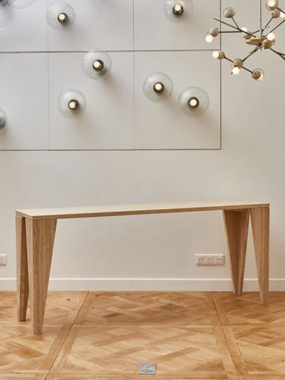  Glustin Luminaires Contemporary Travertine Console by Glustin Luminaires
