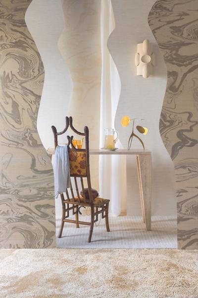  Glustin Luminaires Contemporary Travertine Console by Glustin Luminaires