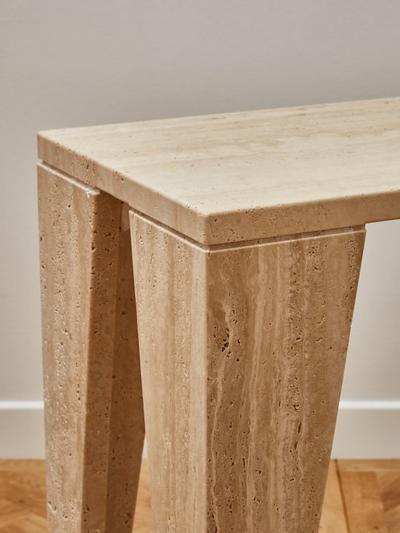  Glustin Luminaires Contemporary Travertine Console by Glustin Luminaires