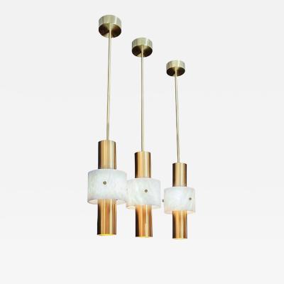  Glustin Luminaires Glustin Luminaires Brass and Alabaster Rings Pendant
