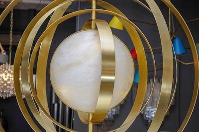  Glustin Luminaires Glustin Luminaires Creation Alabaster Suspension with Brass Rings