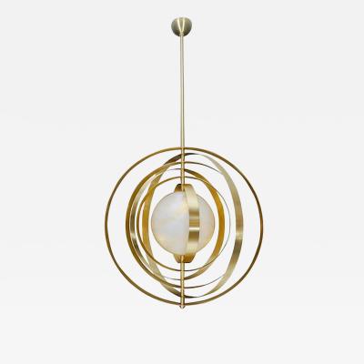  Glustin Luminaires Glustin Luminaires Creation Alabaster Suspension with Brass Rings