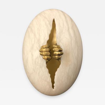  Glustin Luminaires Glustin Luminaires Creation Alabaster and Brass Hands Wall Sconces