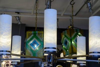  Glustin Luminaires Glustin Luminaires Creation Brass Chandelier with Alabaster Sconces