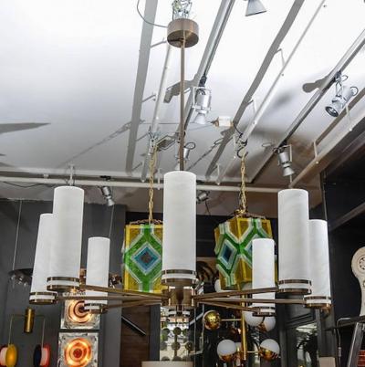  Glustin Luminaires Glustin Luminaires Creation Brass Chandelier with Alabaster Sconces