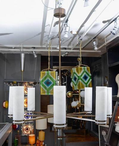  Glustin Luminaires Glustin Luminaires Creation Brass Chandelier with Alabaster Sconces