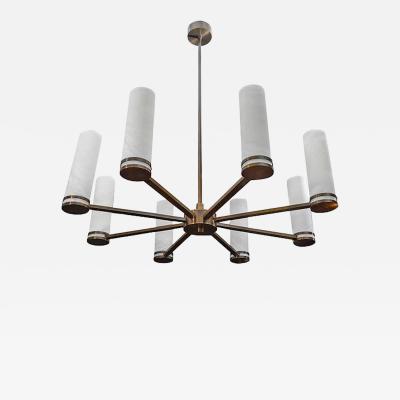  Glustin Luminaires Glustin Luminaires Creation Brass Chandelier with Alabaster Sconces