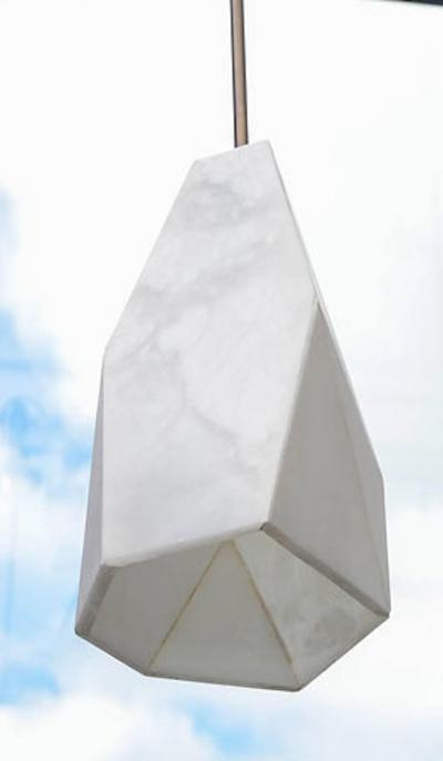  Glustin Luminaires Glustin Luminaires Creation Brass and Alabaster Asymmetrical Suspensions